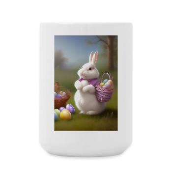 Lapin de Pâques avec œufs de Pâques - Grande tasse 440 ml - blanc - Devant