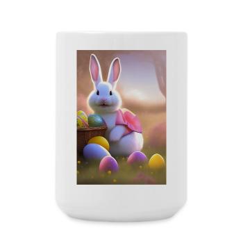 Lapin de Pâques avec œufs de Pâques - Grande tasse 440 ml - blanc - Devant