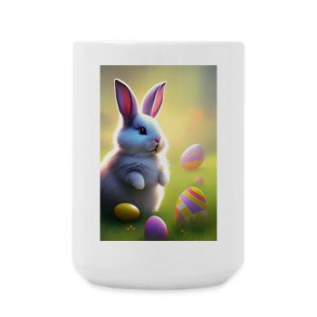 Lapin de Pâques avec œufs de Pâques - Grande tasse 440 ml - blanc - Devant