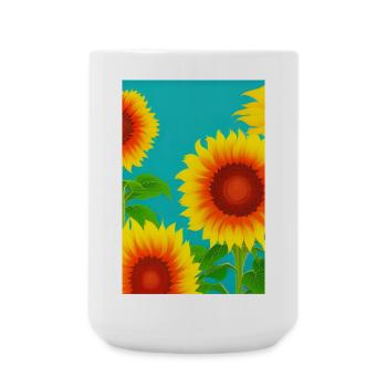 Sonnenblumen - Große Tasse 440 ml - Weiß - Vorne