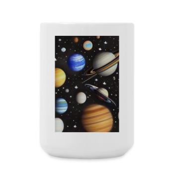 Weltall und Planeten - Große Tasse 440 ml - Weiß - Vorne