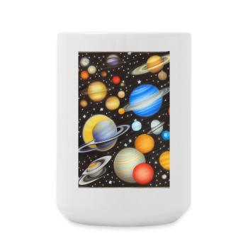 Weltall und Planeten - Große Tasse 440 ml - Weiß - Vorne