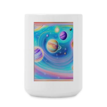 Weltall und Planeten - Große Tasse 440 ml - Weiß - Vorne