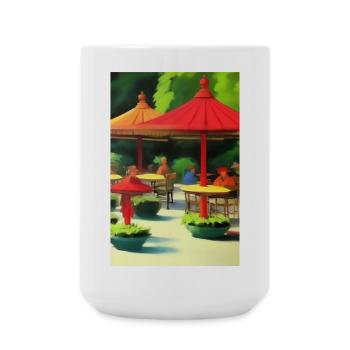 Café asiatique en plein air - Grande tasse 440 ml - blanc - Devant