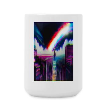 Futuristic Rainbow City Art - Large Mug 440 ml - white - Front
