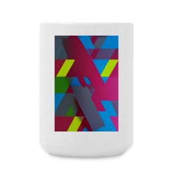 Neon Geometric Triangle Composition - Large Mug 440 ml - white - Front
