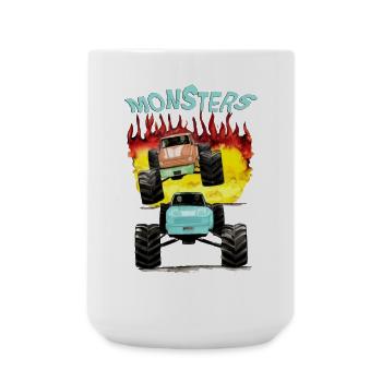 Monster trucks-hors route - Grande tasse 440 ml - blanc - Devant
