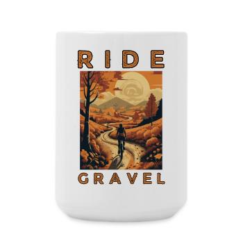 Roulez Gravel Style rétro, sur un vélo de gravier - Grande tasse 440 ml - blanc - Devant
