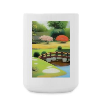 Chinesischer Zen Garten - Große Tasse 440 ml - Weiß - Vorne