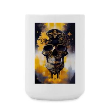 Schwarz-goldener Totenkopf 2 - Große Tasse 440 ml - Weiß - Vorne