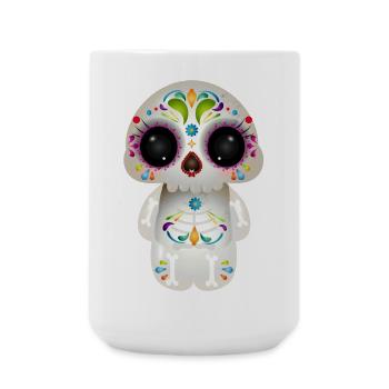 niedlicher Sugar Skull mit bunten Ornamenten - Große Tasse 440 ml - Weiß - Vorne