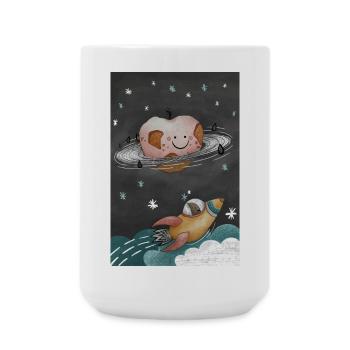 Apple Planet & Apple Astronaut Kids Illustration - Large Mug 440 ml - white - Front