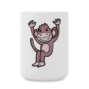 Cute laughing monkey - Large Mug 440 ml - white - Front
