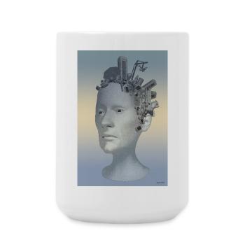 Technological urban bonding head - Large Mug 440 ml - white - Front