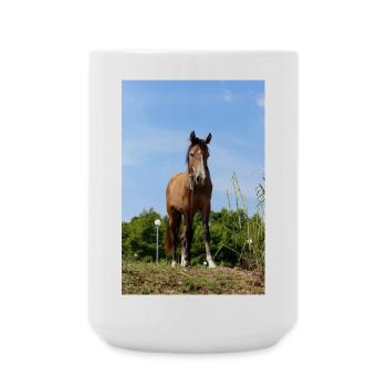Pferd Pferdeposter - Große Tasse 440 ml - Weiß - Vorne
