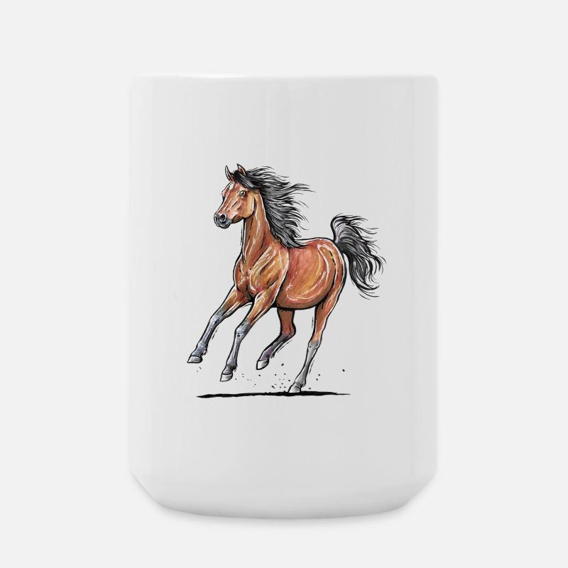 Galop de cheval brun - Grande tasse 440 ml - blanc
