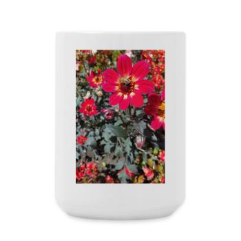 Grossfiedrige Dahlie / Bienenpflanze - Große Tasse 440 ml - Weiß - Vorne