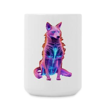 Neon Cyberwolf Kunstdesign - Große Tasse 440 ml - Weiß - Vorne