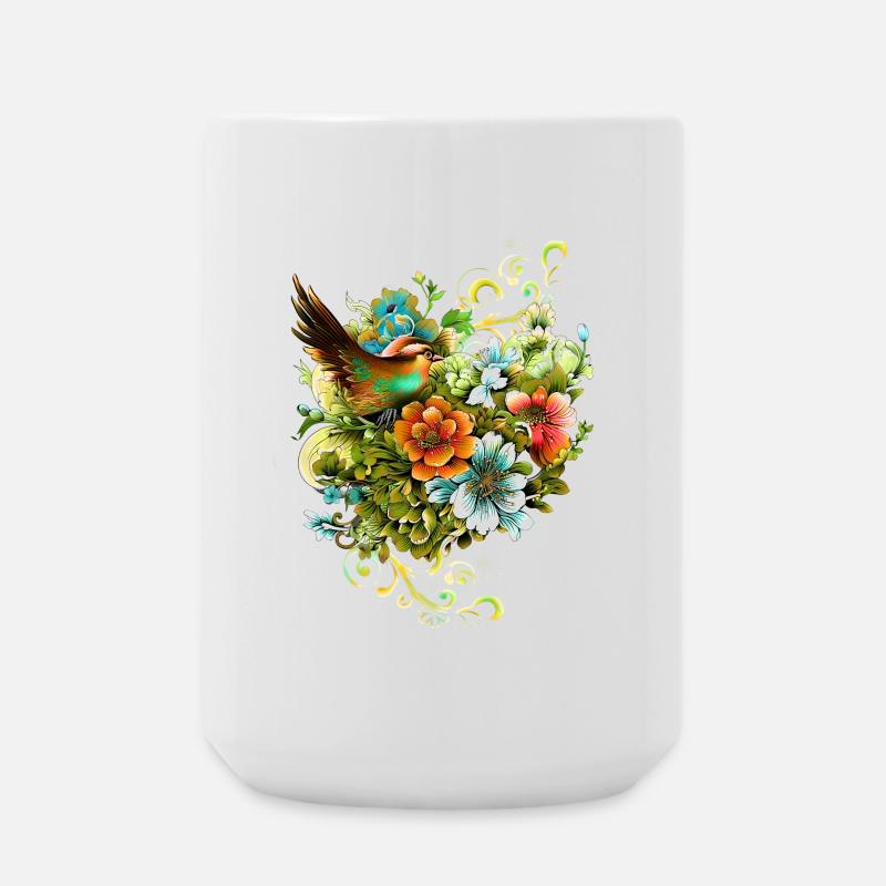 La beauté des oiseaux et des fleurs ensemble. - Grande tasse 440 ml - blanc