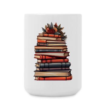 Stack of Books - Reading, Knowledge and Imagination. - Large Mug 440 ml - white - Front