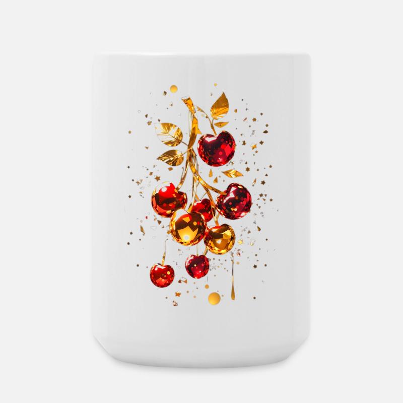 Kirschen mit Gold - Große Tasse 440 ml - Weiß