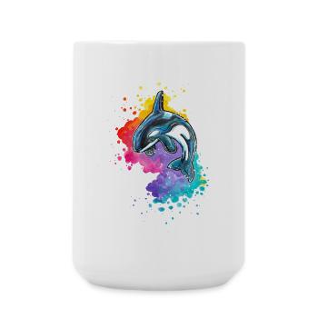 Orca in Watercolor Wave - Large Mug 440 ml - white - Front