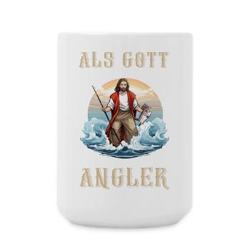 Lustiger Gott Angler Hobby Angeln Spruch - Große Tasse 440 ml - Weiß - Vorne