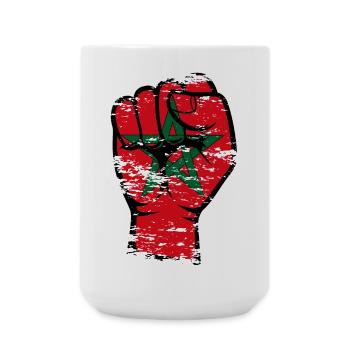 Marokko Flagge Faust Hand Symbol used - Große Tasse 440 ml - Weiß - Vorne