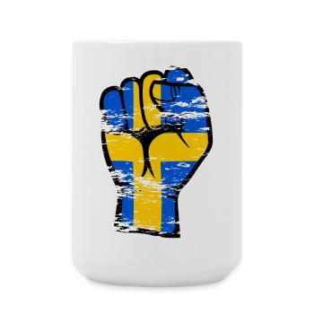 Icône de main de poing de drapeau de la Suède utilisée - Grande tasse 440 ml - blanc - Devant