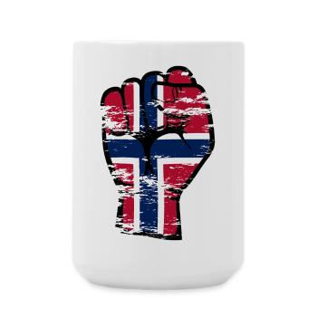 Norwegen Flagge Faust Hand Symbol used - Große Tasse 440 ml - Weiß - Vorne