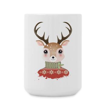 cute chic deer with christmas sweater - Large Mug 440 ml - white - Front