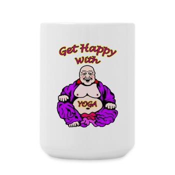 Illustration de Bouddha Yoga joyeux - Grande tasse 440 ml - blanc - Devant