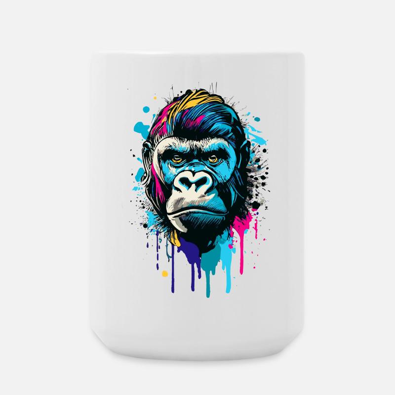 Gorilla Colorful - Colorful Gorilla Monkey Gorillas - Large Mug 440 ml - white