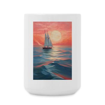 Paysage Maritime dans un style géométrique - Grande tasse 440 ml - blanc - Devant