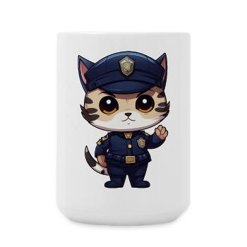Chat policier - Grande tasse 440 ml - blanc - Devant