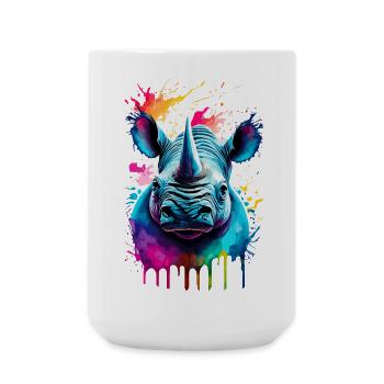 Rhinoceros Colorful - Rhino Rhinoceros - Large Mug 440 ml - white - Front
