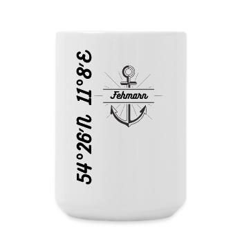 Koordinaten Design Fehmarn - Große Tasse 440 ml - Weiß - Vorne