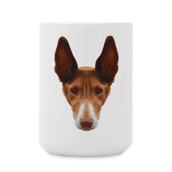 hundegrafik Damen, Podenco - Große Tasse 440 ml - Weiß - Vorne