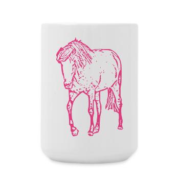 Pferd rosa pink - Große Tasse 440 ml - Weiß - Vorne