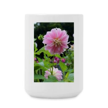 Dahlia rose rose fleur, fleur - Grande tasse 440 ml - blanc - Devant