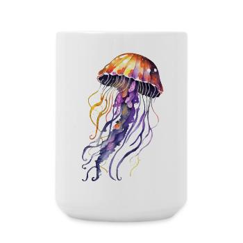Qualle Aquarell - Große Tasse 440 ml - Weiß - Vorne