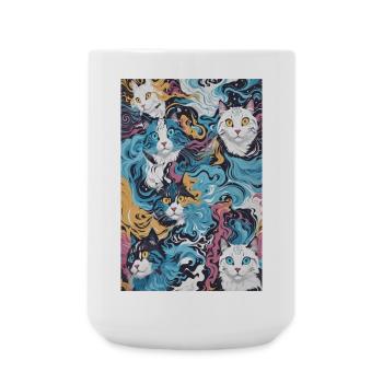 Katzen Muster - Große Tasse 440 ml - Weiß - Vorne