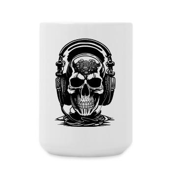 Skull with headphones and brain - Large Mug 440 ml - white - Front