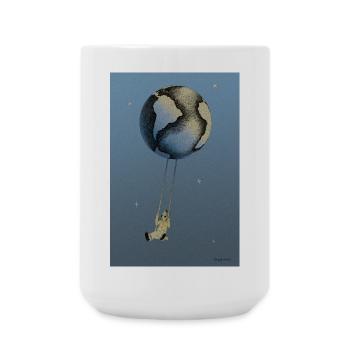 Night Earth Balloon - Large Mug 440 ml - white - Front