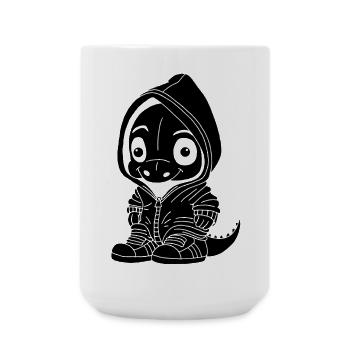 Kleiner Dinosaurier (schwarz) - Große Tasse 440 ml - Weiß - Vorne