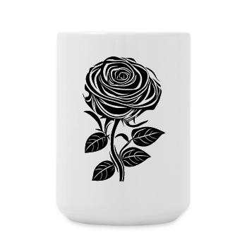 Romantische Rose in schwarz - Große Tasse 440 ml - Weiß - Vorne