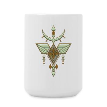 Design abstrait élégant en or et vert tendre - Grande tasse 440 ml - blanc - Devant