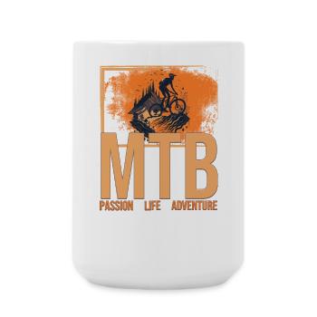 MTB - Adventure - Life - Passion - Große Tasse 440 ml - Weiß - Vorne