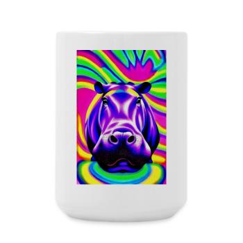 Nilpferd in Farbe Pop Art - Große Tasse 440 ml - Weiß - Vorne