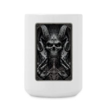 Démon avec des cornes et un pentagramme - Grande tasse 440 ml - blanc - Devant
